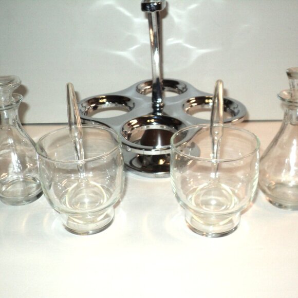 Cruet and Condiment Set Caddy Stainless Steel 60s Milbern Mid Century Vintage - Picture 5 of 6